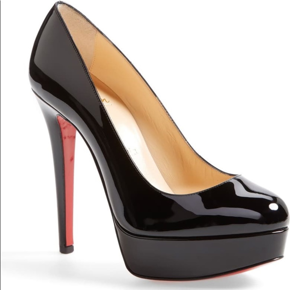 Auth Christian Louboutin Bianca Platform Pumps Black